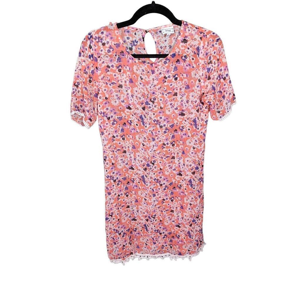 D-Signed by Disney Short Sleeves Pink Printed Dress Women's Large
